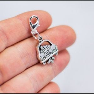 Clip On Just married wedding charms planner bride charms bracelet pendant